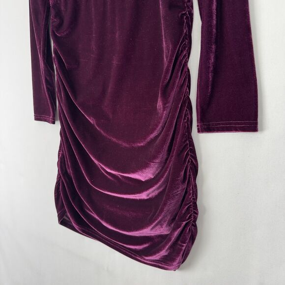 Lulus Dress Womens Large Purple Velvet Ruched Bodycon Fitted Holiday Event Party - Picture 9 of 16